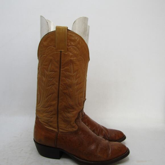 NOCONA Mens Size 8 D Two Tone Brown Leather Smooth Ostrich Cowboy Western Boots main image 6